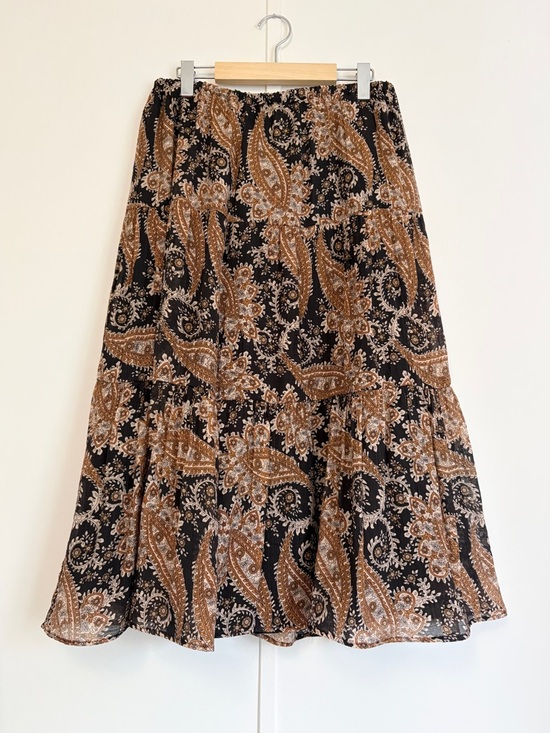 Handmade Dresses & Skirts - Black & Brown Paisley Tiered A-Line Skirt